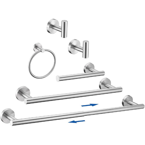Ezsport Bathroom Hardware Set,matte Black Towel Bar Set,include Adjustable Towel Bar,16